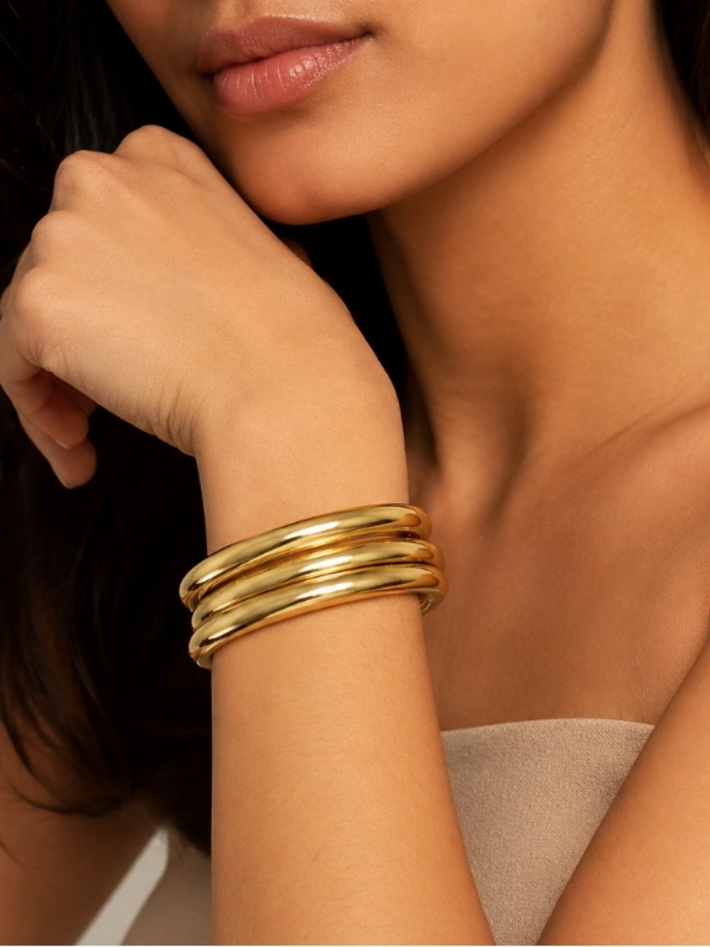 Nordstrom 14K Gold Plated Stacked Bangle Bracelets - Classic Women's Jewelry NEW
